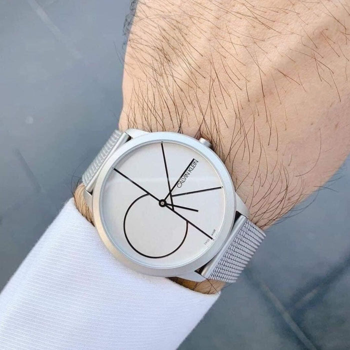 Calvin Klein Minimal Mesh Watch – CK Graphic Dial Edition - K3M5115X - Authentic
