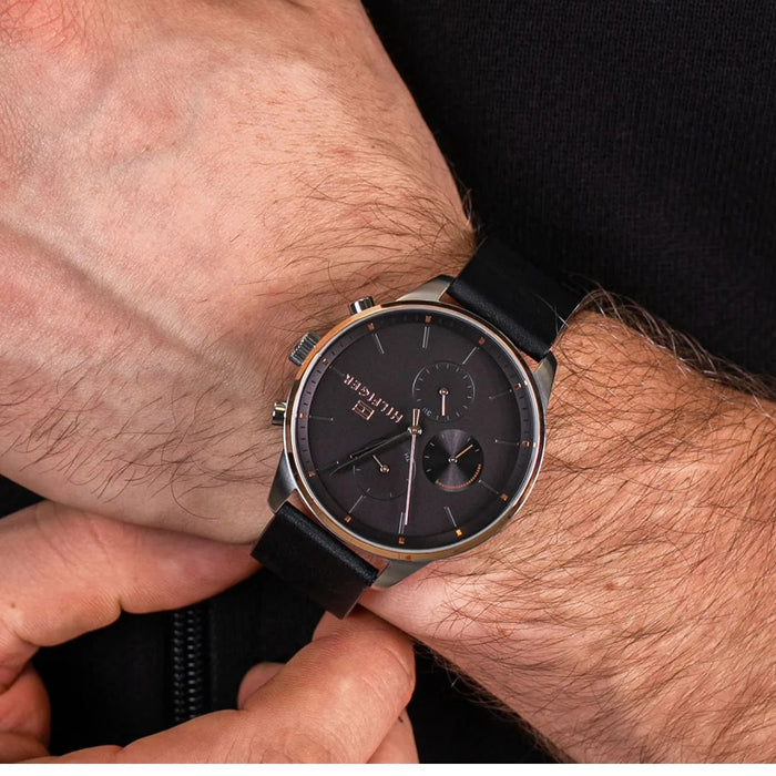 Tommy Hilfiger Chase Chronograph Watch – Black Dial & Leather Strap - 1791488 - Authentic