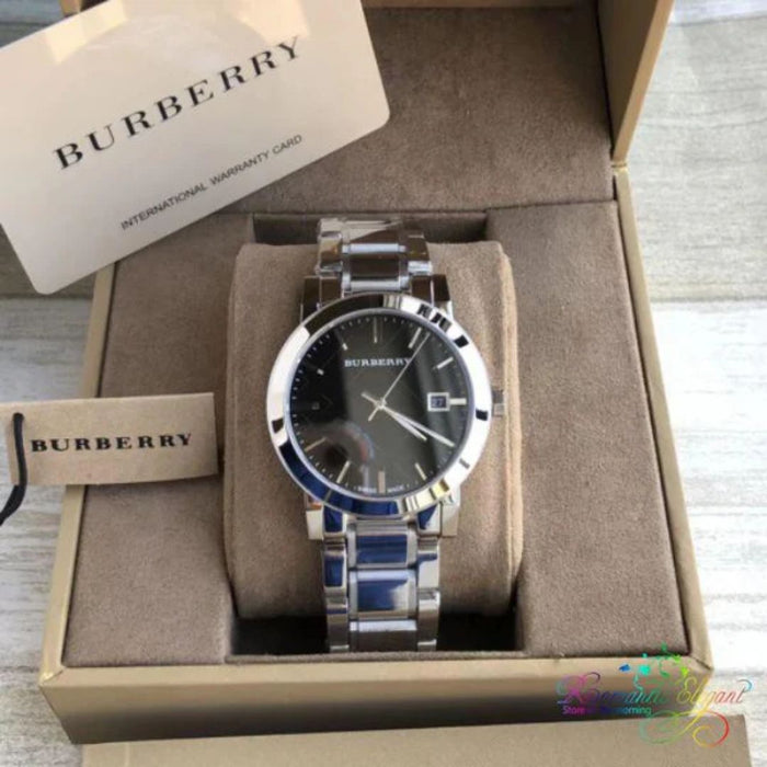 Burberry Silver Stainless Steel Watch – Black Dial - BU9001 - Authentic