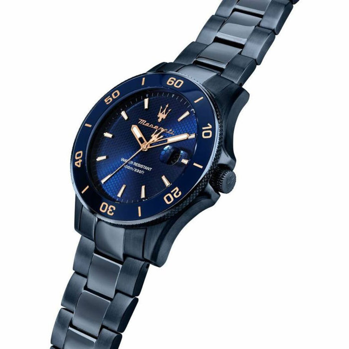 Maserati Sfida Blue Dial Watch with Rose Gold Accents - R8853100037 - Authentic