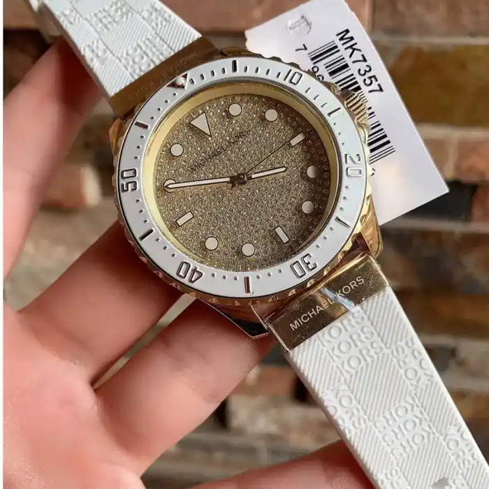Michael Kors Everest White Silicone Strap Women's Watch| MK7357 Authentic