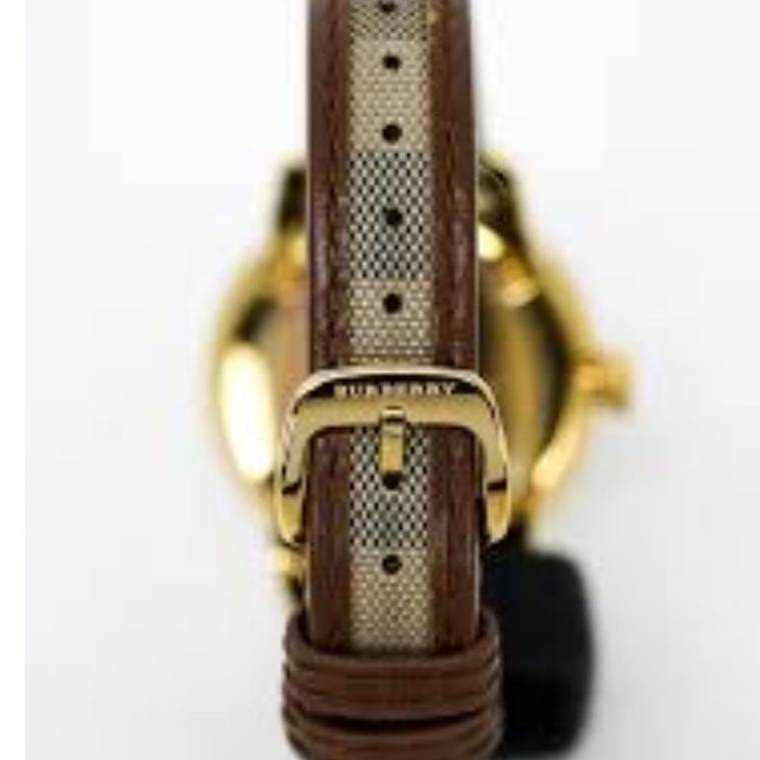 Burberry Gold Check Dial Watch with Heritage Strap - Authentic
