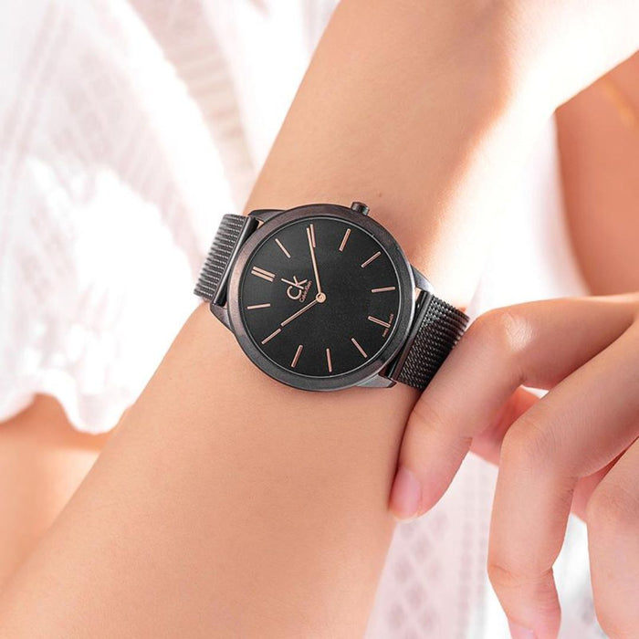 Calvin Klein Minimal Black Mesh Watch - K3m23421 - Authentic