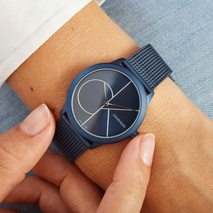 Calvin Klein Bold Blue Dial Mesh Watch – Unisex - k3M52T5N - Authentic