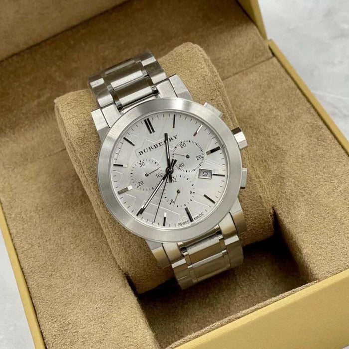 Burberry Silver Chronograph Stainless Steel Watch - BU9350 - Authentic
