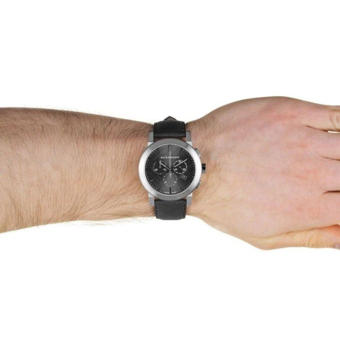 Burberry Chronograph Black Leather Watch BU9362 - Authentic