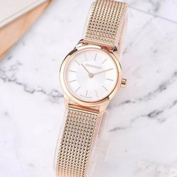 Calvin Klein Rise Rose Gold Mesh Watch - K3m23626 - Authentic
