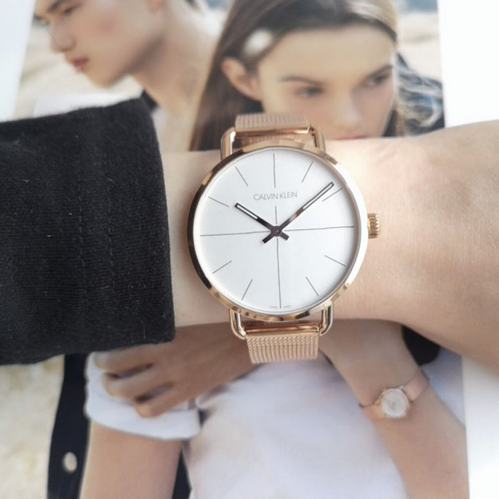 Calvin Klein Rise Rose Gold Mesh Women's Watch - k7b21626 - Authentic