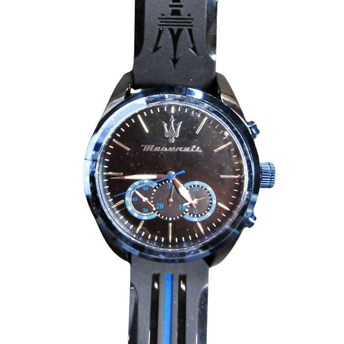 Maserati Men's Blue Chronograph Watch with Black Rubber Strap - R8871612006 - Authentic
