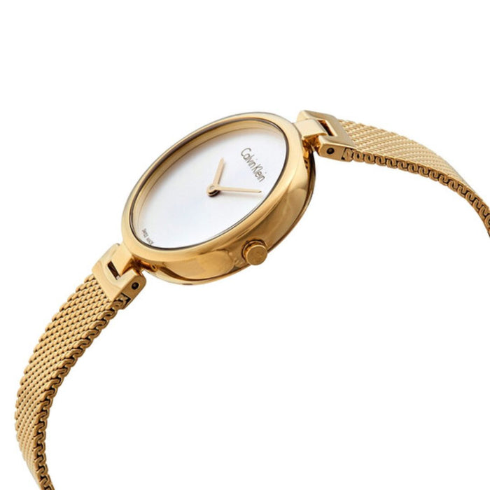 Calvin Klein Minimal Mesh Gold Women Watch - K8g23526 - Authentic