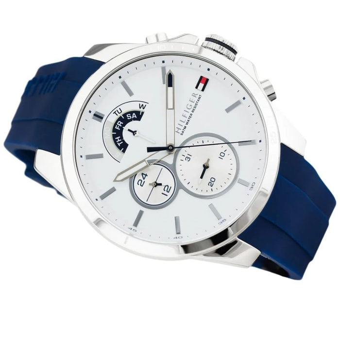 Tommy Hilfiger Decker Chronograph Watch – Silver & Blue Sport Edition - 1791349 - Authentic