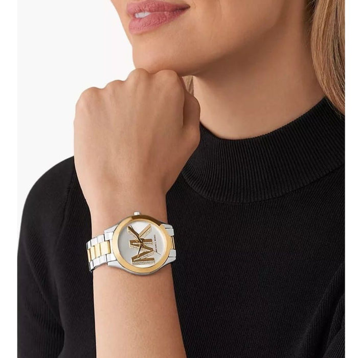 Michael Kors Slim Runway Three-Hand Two-Tone Stainless Steel Watch MK4735 Authentic