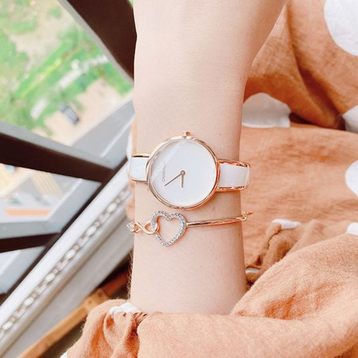 Calvin Klein Minimal Rose Gold & White Women's Watch - k4e2n616 - Authentic