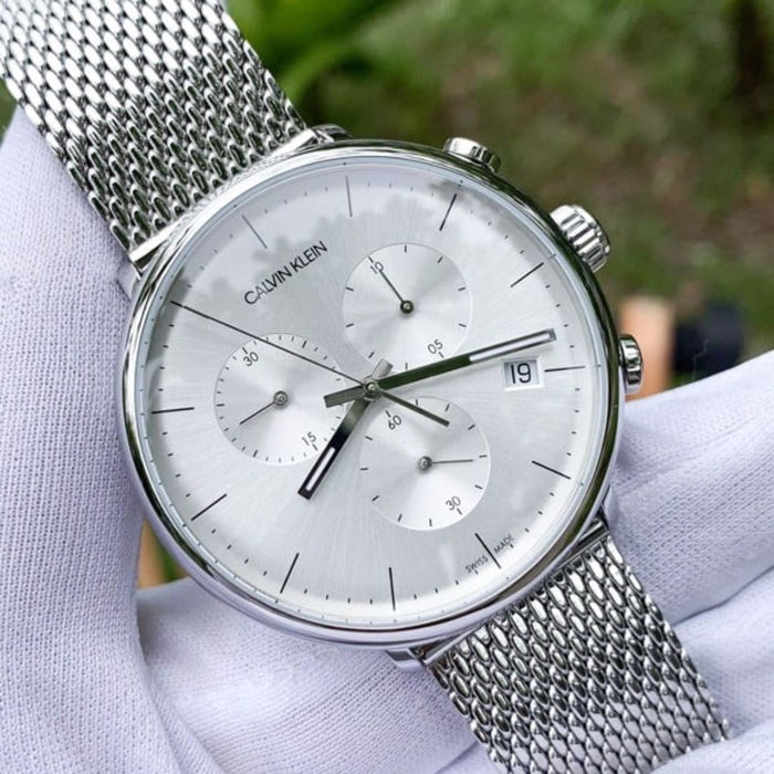Calvin Klein Minimal Chronograph Mesh Watch Silver - K8M27126 - Authentic