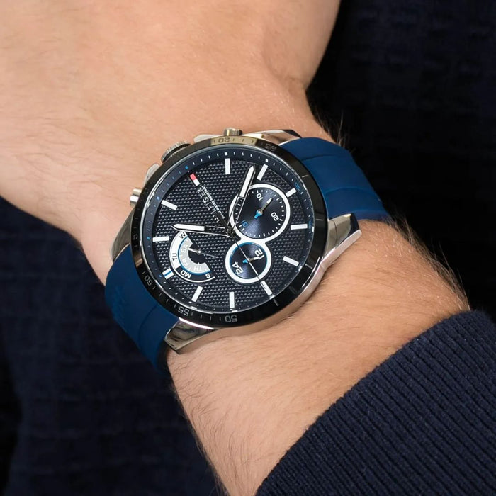 Tommy Hilfiger Decker Chronograph Watch – Blue Dial with Rubber Strap - 1791350 - Authentic