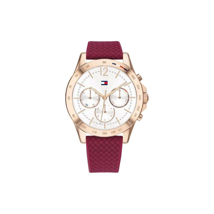 Tommy Hilfiger Haven Quartz White Dial Red Rubber Strap - 1782200 - Authentic