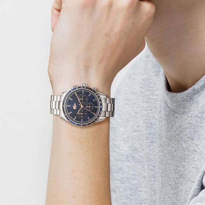 Lacoste Boston Stainless Steel Blue Dial Men's Chrono 2011081 - Authentic
