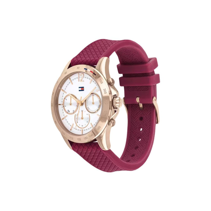 Tommy Hilfiger Haven Quartz White Dial Red Rubber Strap - 1782200 - Authentic
