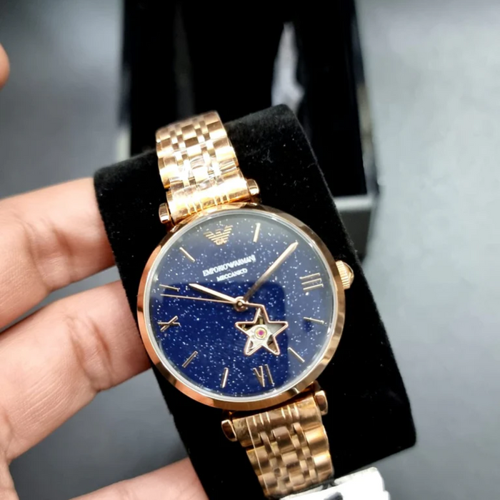 Emporio Armani Automatic Rose Gold-Tone Stainless Steel Watch Gianni AR60043 - Authentic