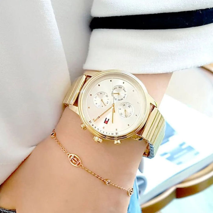 Tommy Hilfiger Champagne Dial All Gold Ladies Watch 1781905 - Authentic