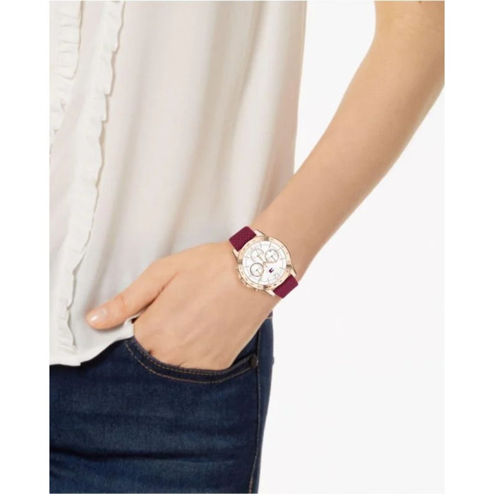 Tommy Hilfiger Haven Quartz White Dial Red Rubber Strap - 1782200 - Authentic