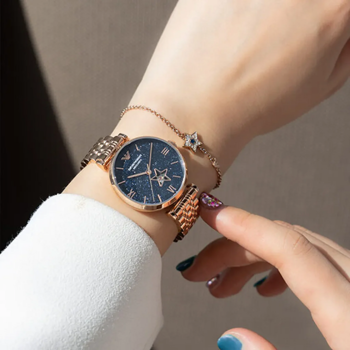 Emporio Armani Automatic Rose Gold-Tone Stainless Steel Watch Gianni AR60043 - Authentic