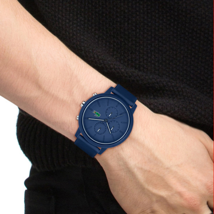 Lacoste 12.12 Navy Silicone Chronograph Men's Watch 20112244 - Authentic