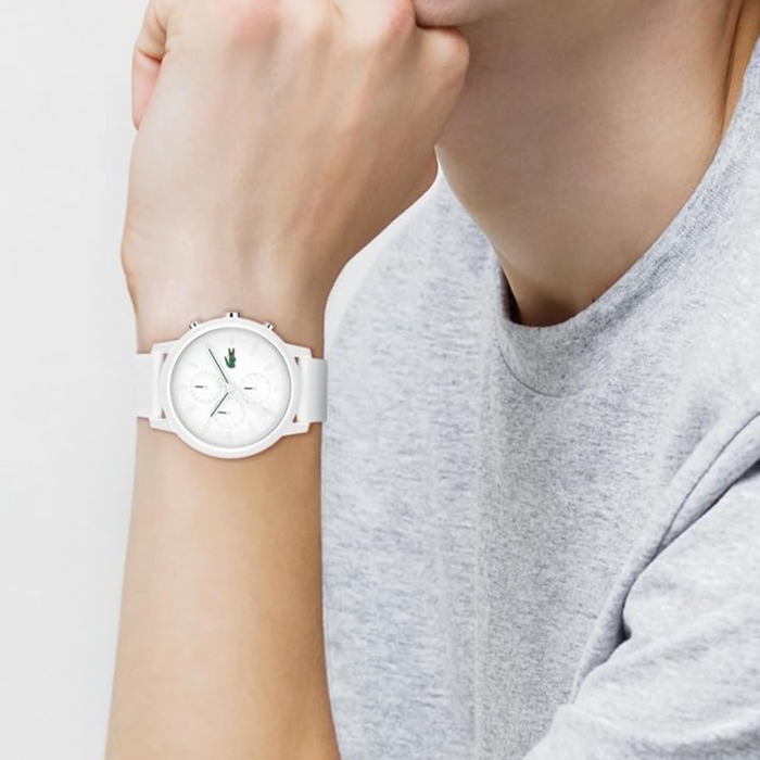 Lacoste 12.12 White Silicone Chronograph Men's Watch 2011246 - Authentic