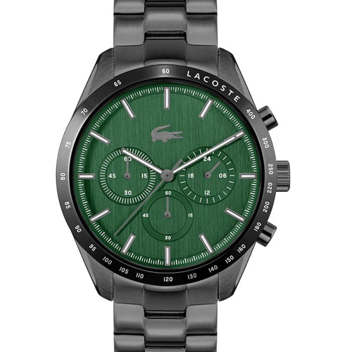 Lacoste Boston Black St. Steel Green Dial Chronograph 2011270 - Authentic