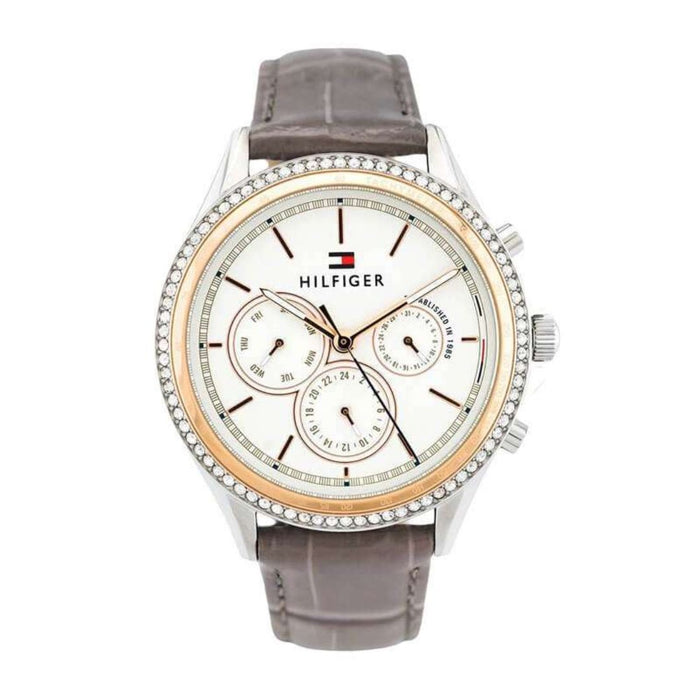 Tommy Hilfiger Ari Rose gold crystal grey leather 1781980 - Authentic