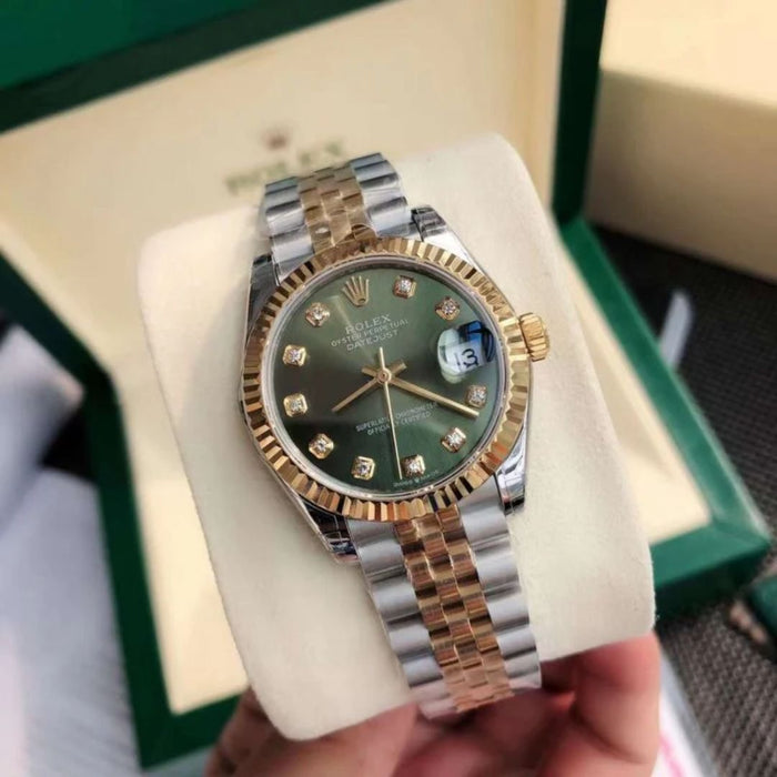 ROLEX DATEJUST YELLOW GOLD CAPPED OLIVE-GREEN DIAL 31MM