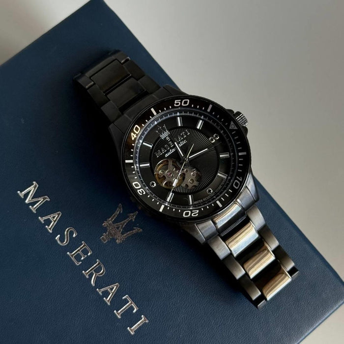 Maserati Tradizione Automatic Black Skeleton Watch Set - R8823140005 - Authentic