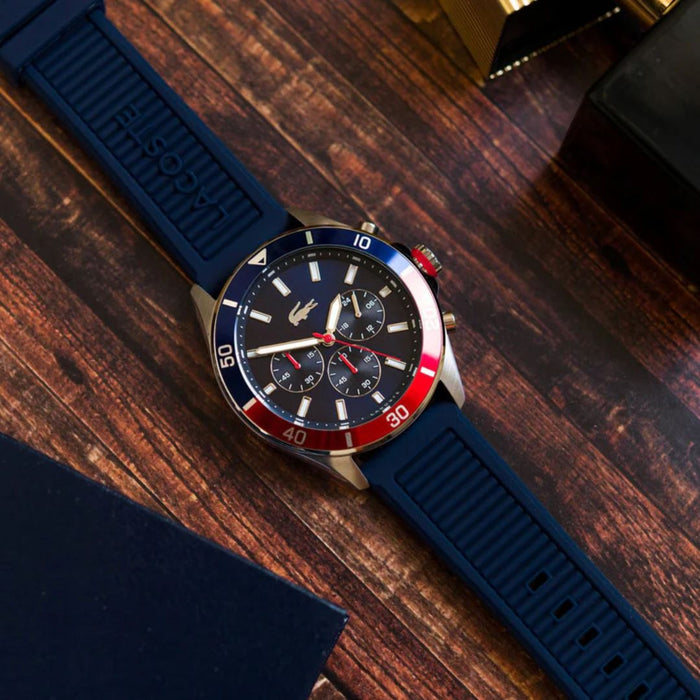 Lacoste Blue Silicone Band Men's Chronograph Watch 2011154 - Authentic