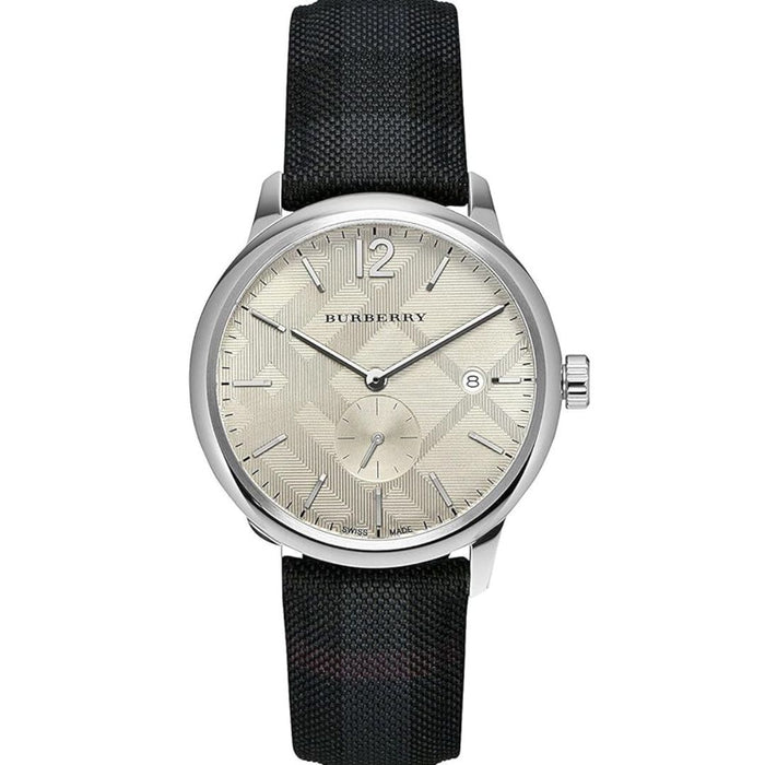 Burberry Men's Check Stamped Round Dial Watch - Authentic, 40mm BU10008 - Authentic