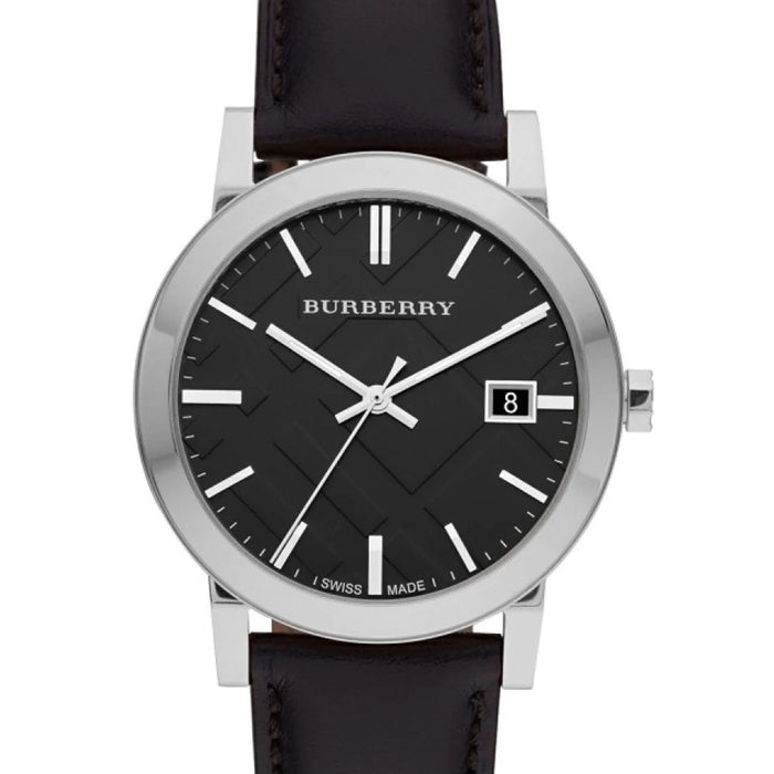 Burberry Black Dial Stainless Steel Watch with Leather Strap - BU9009 - Authentic