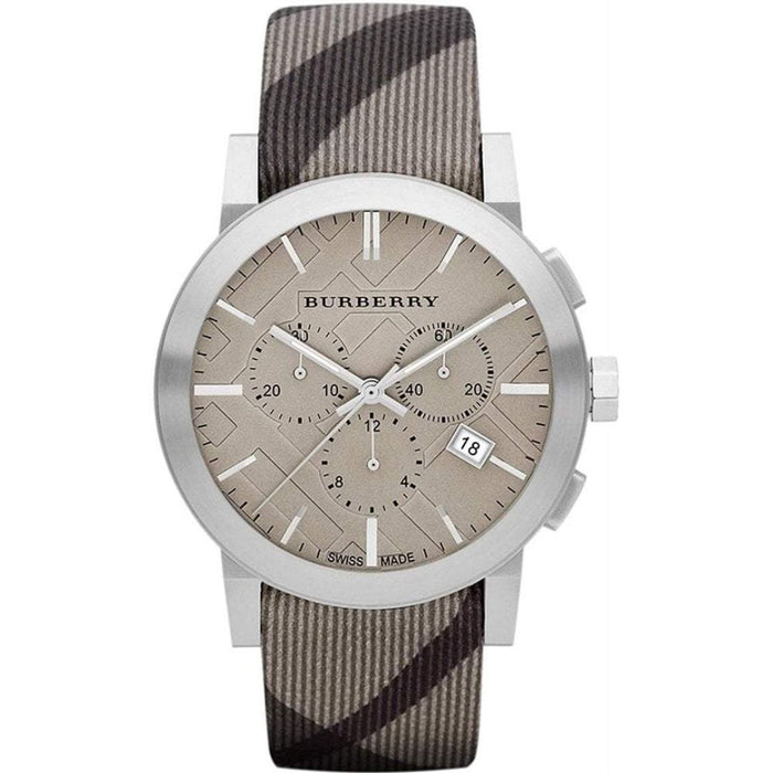 Burberry Beige Chronograph Watch with Classic Check Strap BU9358 - Authentic