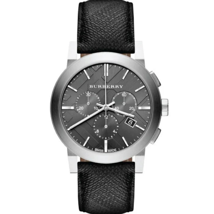 Burberry Men's Chronograph Black Leather Watch BY9362 - Authentic