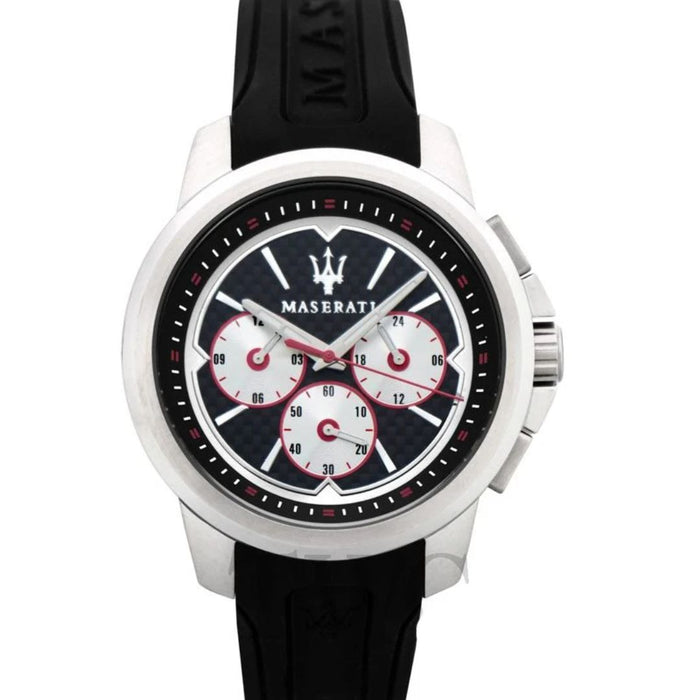 Maserati Men's Chronograph 41 MM Watch with Black Rubber Strap - R8851123001 - Authentic