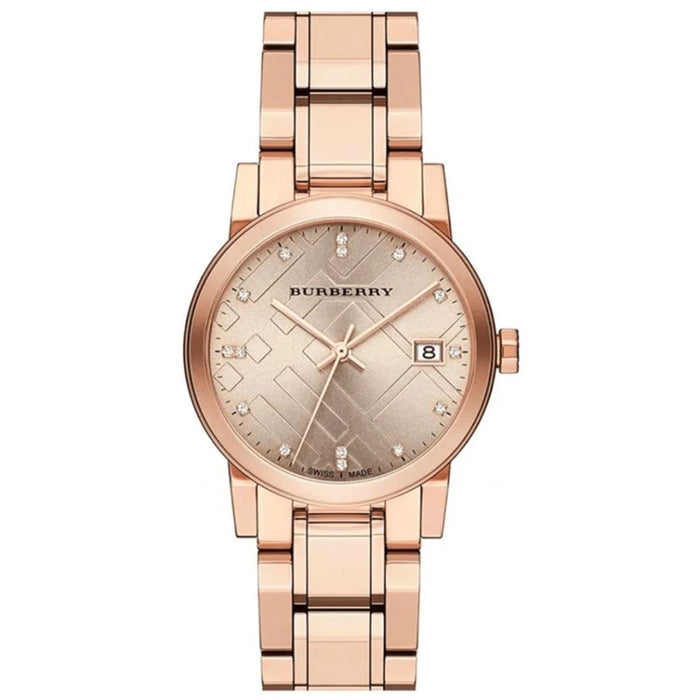 Burberry Rose Gold Watch – Diamond Hour Markers - BU9126 - Authentic