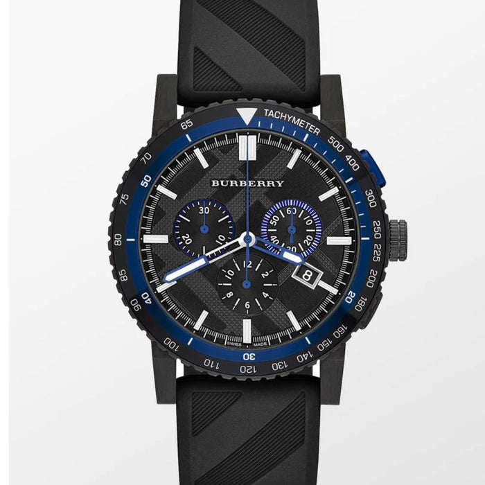 Burberry Chronograph Black & Blue Sport Watch - BU9806 - Authentic