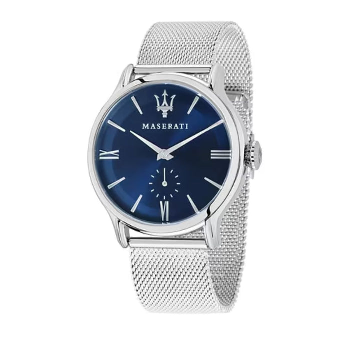 Maserati Epoca Silver Mesh Watch with Blue Sunray Dial - R8853118006 - Authentic