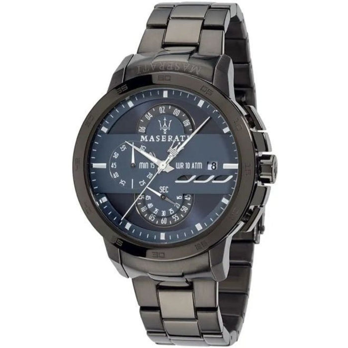 Maserati Stile Chronograph Gunmetal Blue Dial Watch - R8873619001 - Authentic