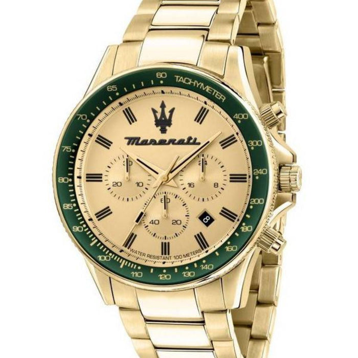 Maserati Successo Chronograph Gold & Green Watch - R8873640005 - Authentic