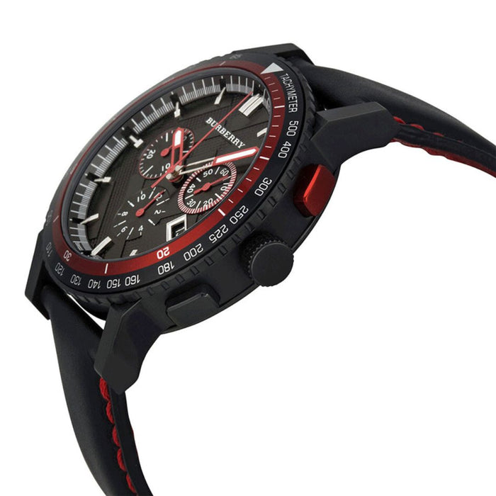 Burberry Sport Chronograph Watch – Black & Red Leather - Authentic