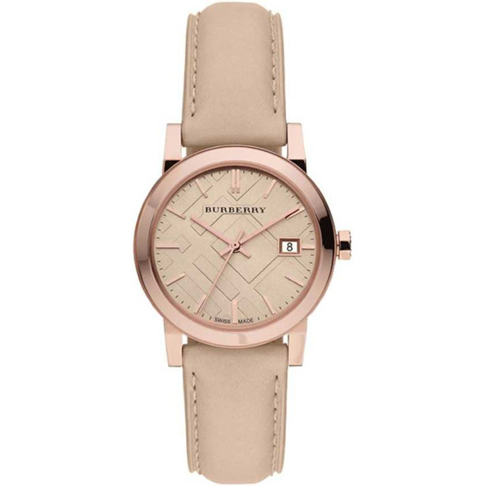 Burberry Rose Gold Beige Dial Watch with Nude Leather Strap - BU9109- Authentic