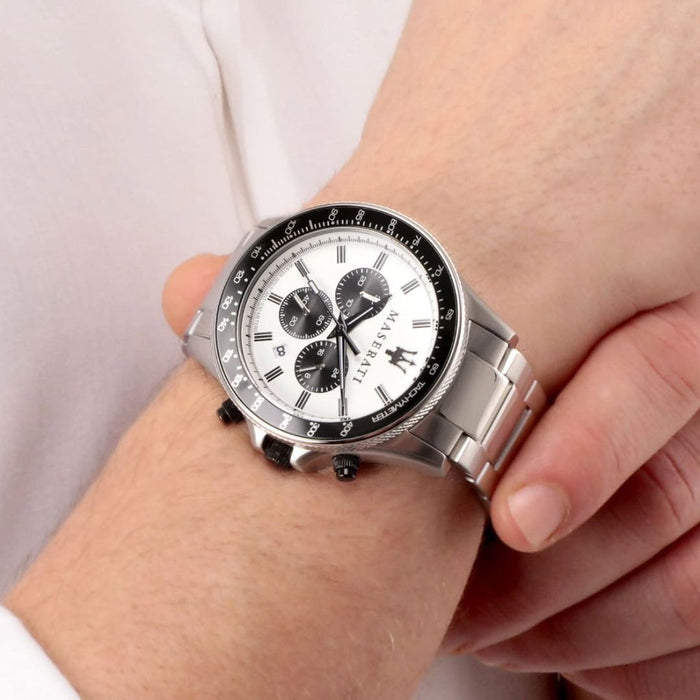 Maserati Successo Chronograph Silver & Black - R8873640003 - Authentic