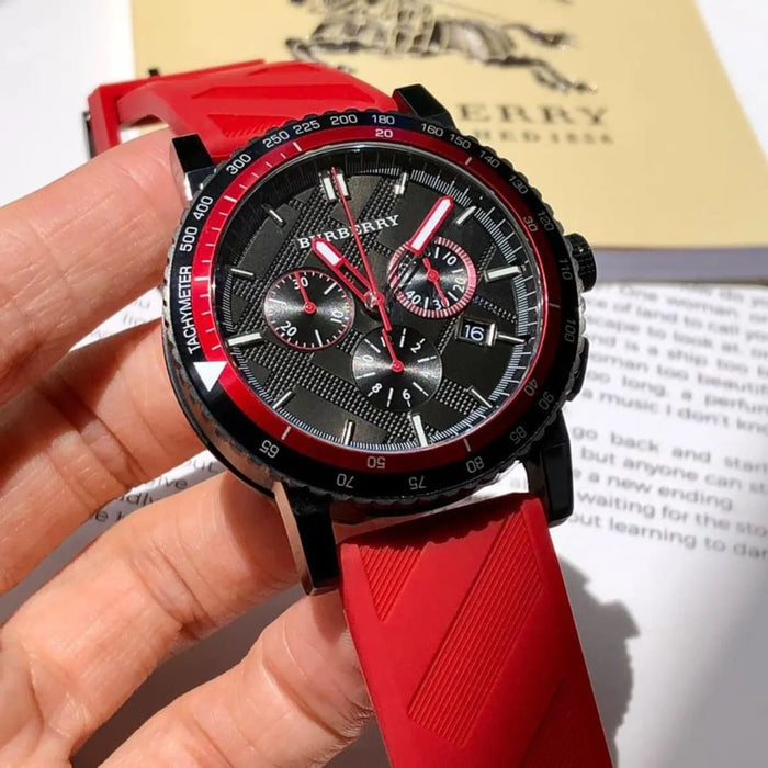 Burberry Sport Chronograph Watch – Red & Black BU9805 - Authentic