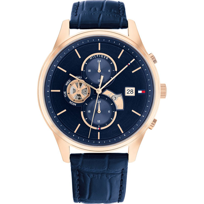 Tommy Hilfiger Men's Blue Dial Rose Gold Watch - 1710503 - Authentic