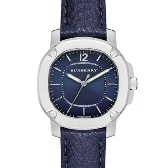 Burberry Blue Dial Watch – Silver Case & Navy Leather Strap BBY1716 - Authentic