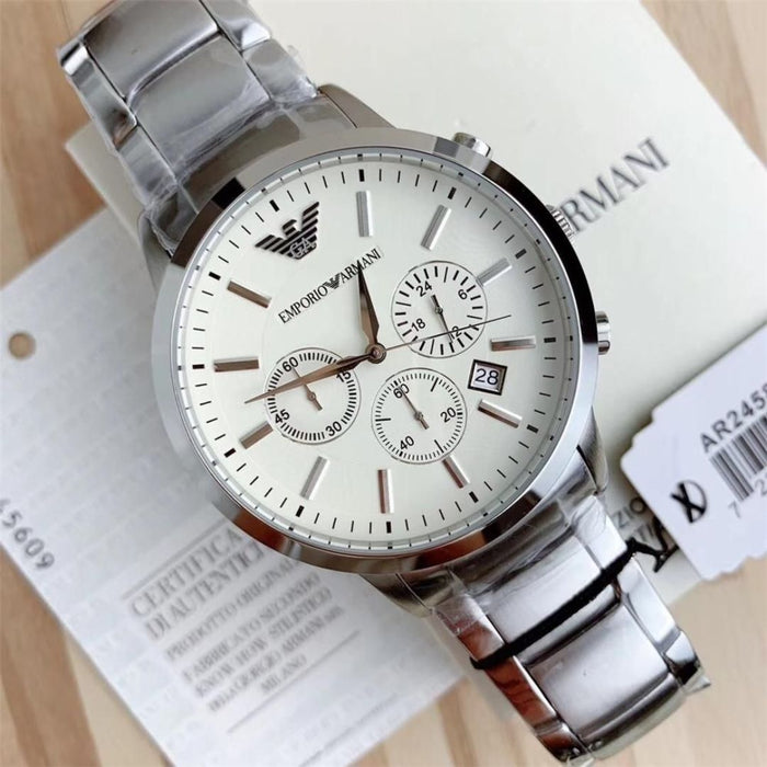 Emporio Armani 43mm Men's AR2458 Dress Silver Watch MSRP